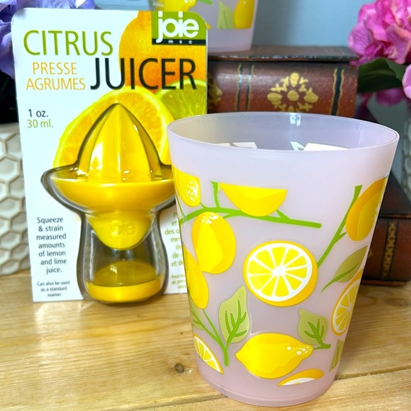 Joie Citrus Juicer and Lemon Print Glass Set, NWT - Picture 2 of 5